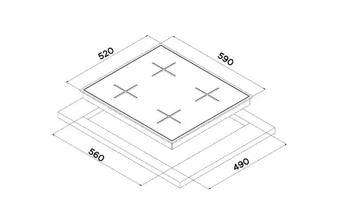LINEAR GAS ON GLASS HOB60CM