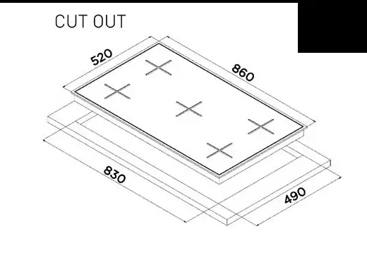 LINEAR GAS ON GLASS HOB90CM